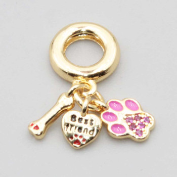 Charms a grappolo oro smaltato rosa 26 mm conf. 1 pz