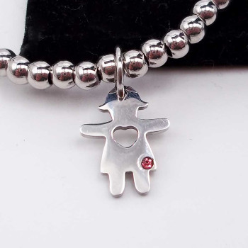 10 pezzi Charms bimba acciaio con strass rosa 14.5x11.3 