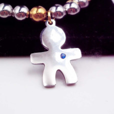 10 pz Charms acciaio bimbo strass blu 20x14 mm