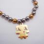 Ciondolo bimba acciaio oro con strass rosa 20x14 mm 1 pz