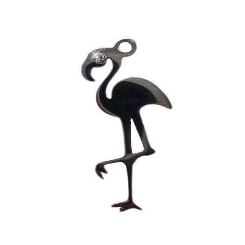 Fenicottero acciaio con strass 24.5 mm pacco 1 pz