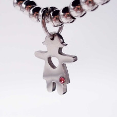 10 pezzi Charms bimba acciaio con strass rosa 14.5x11.3 