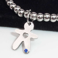 10 pz Charms acciaio bimbo con strass azzurro 15x11.5 mm