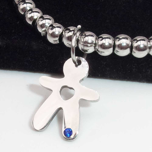 10 pz Charms acciaio bimbo con strass azzurro 15x11.5 mm