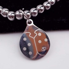 Charms acciaio coccinella con strass 16.3 mm 1 pz