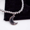 10 pz Charms acciaio luna con  strass 15.5 mm