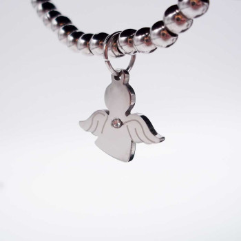 10 pz Charms angelo acciaio con strass 15x15.6 mm