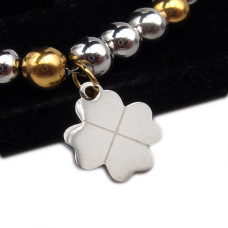 10 pz Charms quadrifoglio acciaio 13.8x11.7 mm 