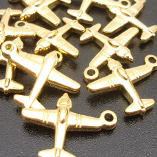 Charms acciaio aereo 15x19 mm oro pacco da 1 pz