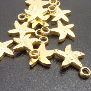 Charms acciaio stella marina 16 mm oro pacco 1 pz