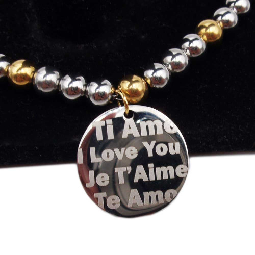 Ciondolo scritta Ti amo in tutte le lingue 20 mm 1 pz