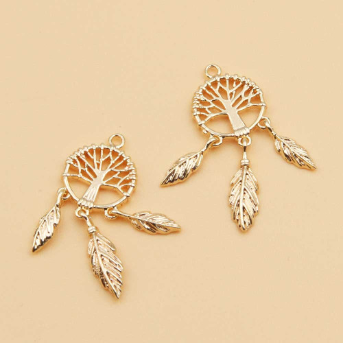 Charms albero della vita scacciapensieri Gold plated 26mm 1 pz