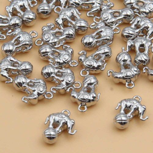 Charms elefantino su palla white gold plated 12x9 mm 1 pz