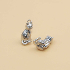 Charms gattino white gold plated 15 mm 1 pz
