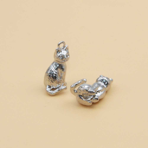 Charms gattino white gold plated 15 mm 1 pz