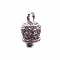 Campanellino in ottone argentato con strass bianchi 12x7 mm pacco 1 pezzo