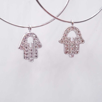 Charms mano di Fatima con strass 12.5 mm pacco 1 pz