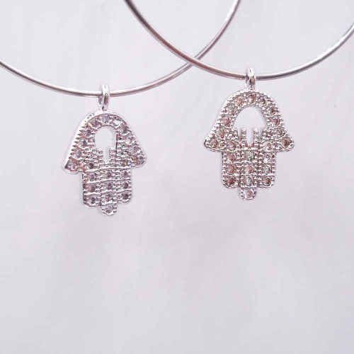 Charms mano di Fatima con strass 12.5 mm pacco 1 pz