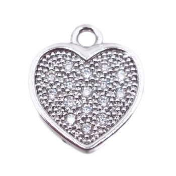 Cuore ottone 17.6x14.5 con strass pacco 1 pz