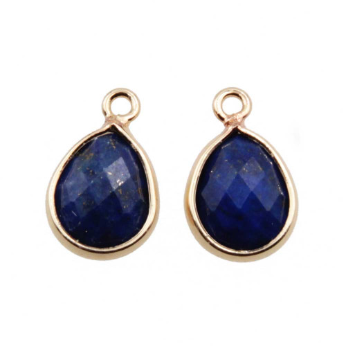 Charms pietre dure gocce lapislazzuli 14x7 mm conf. 2 pz