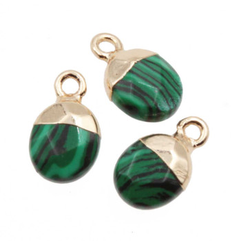 Charms pietre dure gocce malachite 13x8 mm conf. 2 pz