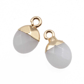 Charms pietre dure gocce quarzo 13x8 mm conf. 2 pz