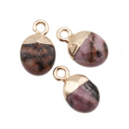 Charms pietre dure gocce rodonite 13x8 mm conf. 2 pz