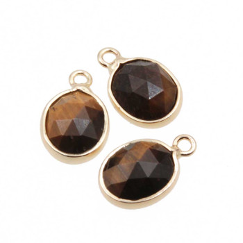 Charms pietre dure occhio di tigre 14x9 mm conf. 2 pz