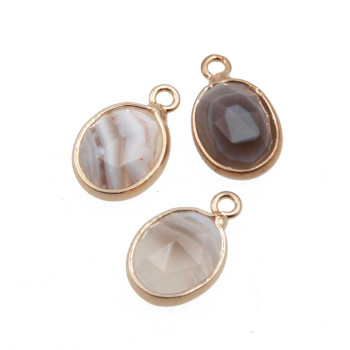 Charms pietre dure ovale agata botswana 14x9 mm conf. 2 pz