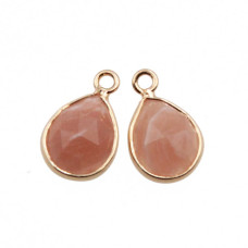 Charms pietre dure ovale agata rosa 14x9 mm conf. 2 pz