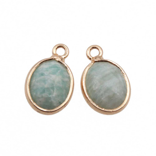 Charms pietre dure ovale amazzonite 14x9 mm conf. 2 pz