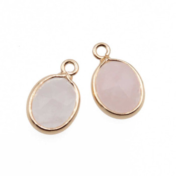 Charms pietre dure ovale quarzo 14x9 mm conf. 2 pz