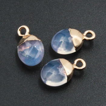 Charms pietre dure pietra di luna 14x8 mm conf. 2 pz