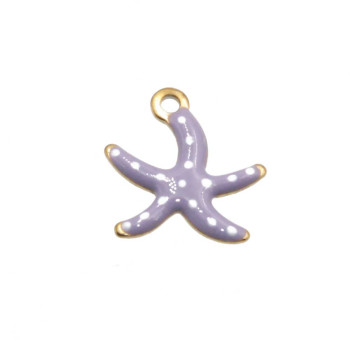 Charms smaltato stella marina 11 mm acciaio lilla conf. 5 pz