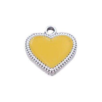Charms smaltato giallo scocca argento 19.5x17.6 mm 1 pz