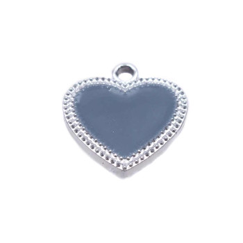 Charms smaltato grigio scocca argento 19.5x17.6 mm 1 pz