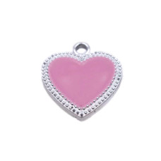 Charms smaltato rosa scocca argento 19.5x17.6 mm 1 pz