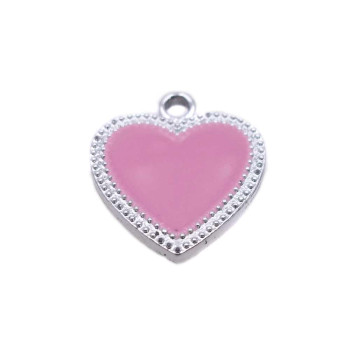 Charms smaltato rosa scocca argento 19.5x17.6 mm 1 pz