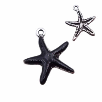 Charms stella marina smaltata nera 20.7 mm pacco 1 pz
