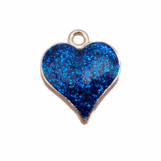 Cuore smaltato blu notte 18.6 mm oro pacco da 1 pezzo