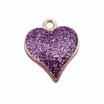 Cuore smaltato lilla 18.6 mm oro pacco da 1 pezzo