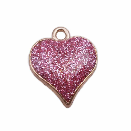 Cuore smaltato rosa 18.6 mm oro pacco da 1 pezzo