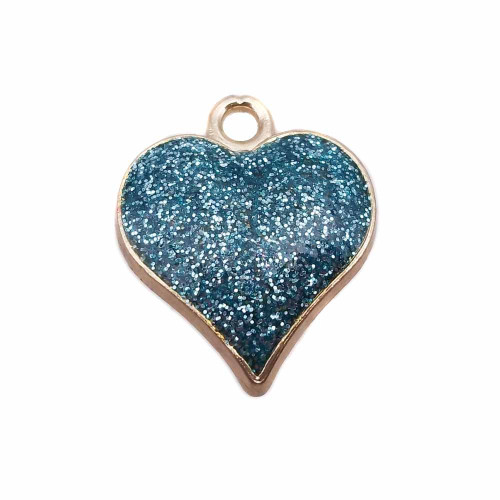 Cuore smaltato verde acqua 18.6 mm oro pacco da 1 pezzo