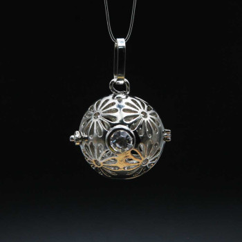 Chiama angeli tondo con strass fiore 21 mm 1 pz