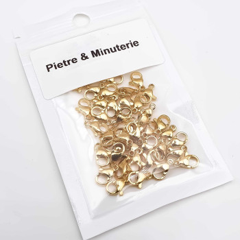 Pacco ingrosso moschettoni acciaio 10 mm oro lucido 35 pezzi
