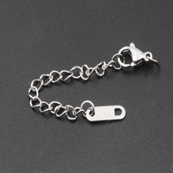 Prolungamento in acciaio catena con chiusura e bollatina 2 pz