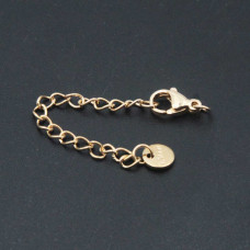 Prolungamento in acciaio d'orato catena con chiusura e bollatina tonda 2 pz Prolungamento in acciaio d'orato catena con chiusura e bollatina tonda 2 pz