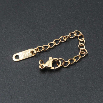 Prolungamento in acciaio oro catena con chiusura e bollatina 2 pz