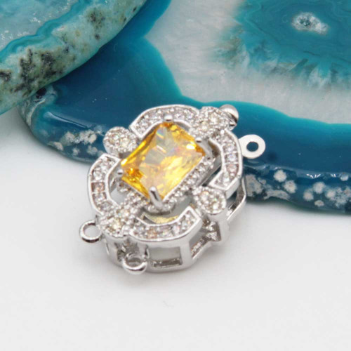 Chiusura a slitta multifilo 16x13 mm cristallo oro e bianchi conf. 1 pz