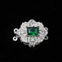 Chiusura a slitta multifilo argento 18x15.5 mm cristallo smeraldo e bianchi conf. 1 pz